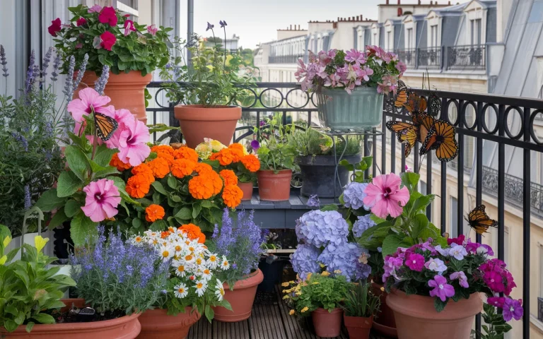 14 Roślin w donicach przyciąga pszczoły i motyle, zamieniając balkon w azyl