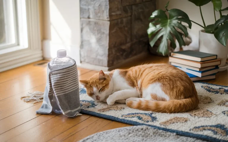 Weterynarze wyjaśniają metodę z butelką lodu i ręcznikiem na ochłodę kota w upał 30°C